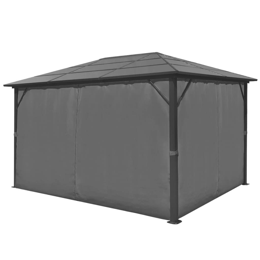 vidaXL Pavillon mit Vorhängen Anthrazit Aluminium 400 x 300 cm