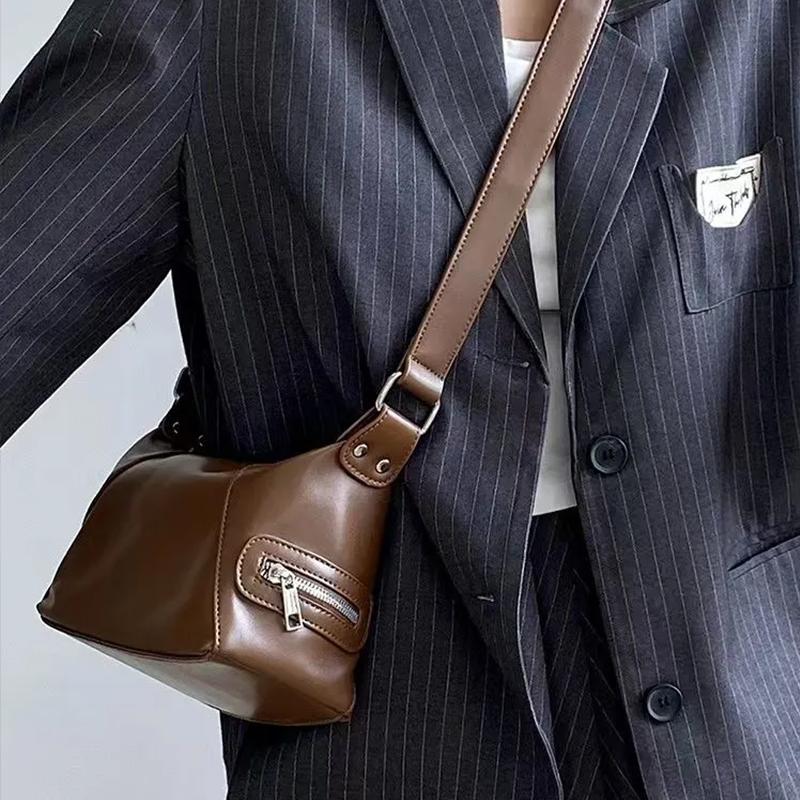 Style Shoulder Bag for Women Modern Motorcycle Bag Minimalist Shoulder Bag