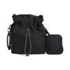 Adidas Logo Drawstring Closure Polyester Fabric Tote Shoulder Bag Women Bags Black IK4776
