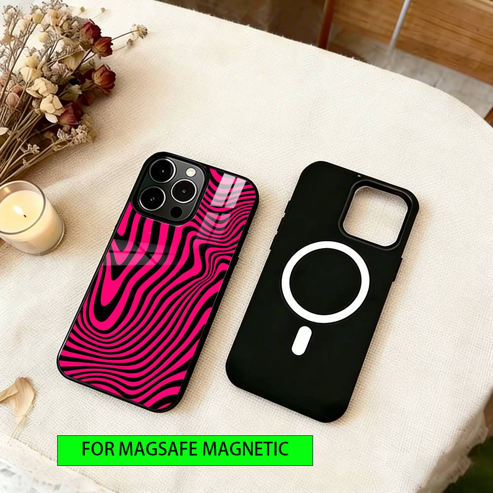 Linear form Phone Case For iPhone17,16,15,14,13,12,11 Plus,Pro Magnetic For Magsafe Wireless Charging