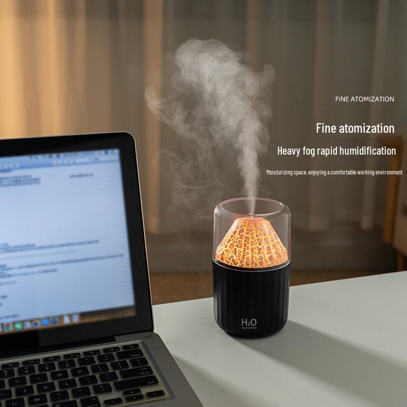 Creative Volcano Humidifier: Seven-Color Aromatherapy Diffuser for Home & Bedroom, Perfect Desktop Gift with Ambient Light