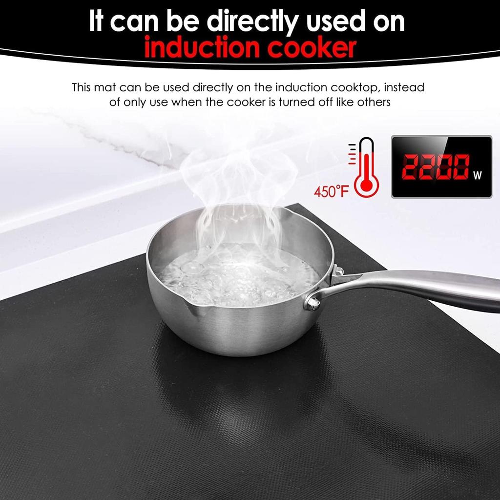 KITCHENRAKU KR Large Induction Cooktop Protector Mat, (Magnetic) Food Grade Electric Stove Burner Covers Anti-Strike&Anti-Scratch as Glass Top Stove