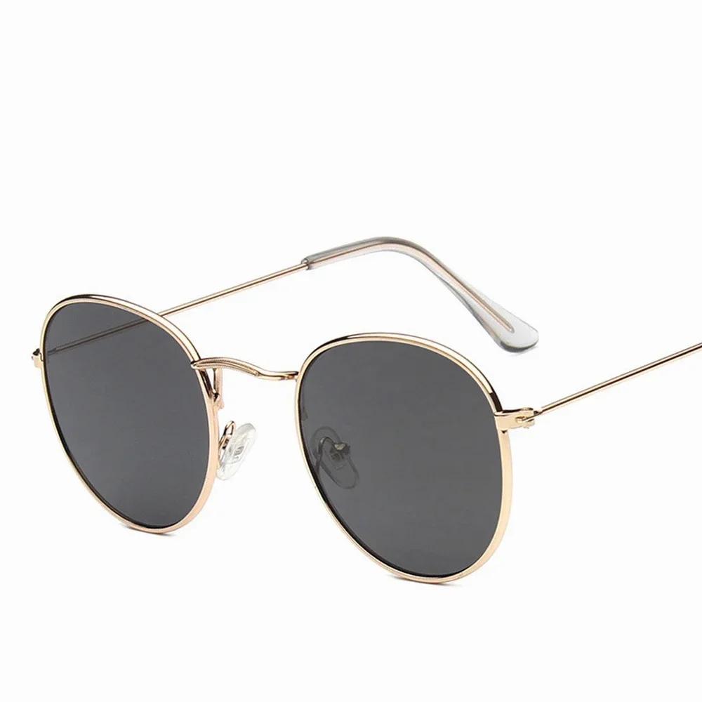 Pink Metal Small Round Sun Glasses Woman Vintage Travel Classic Sun Glasses Female Fashion Retro Lunette De Soleil Femme