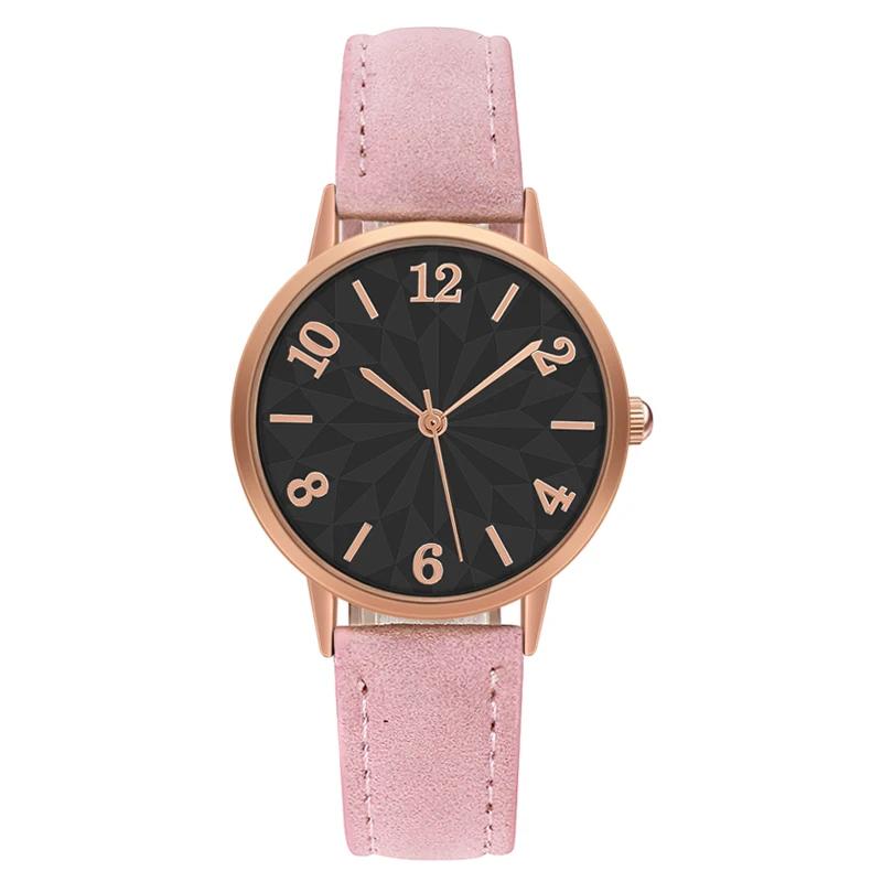 Fashion Women Watch Matte Leather Strap Wristwatch Quartz Watches for Women Gift