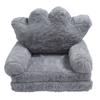 Folding Crown Seat Cushion Chair Cushion Girl Princess Baby Children Small Sofa with Backrest Rabbit Hair Gray 2 Layers