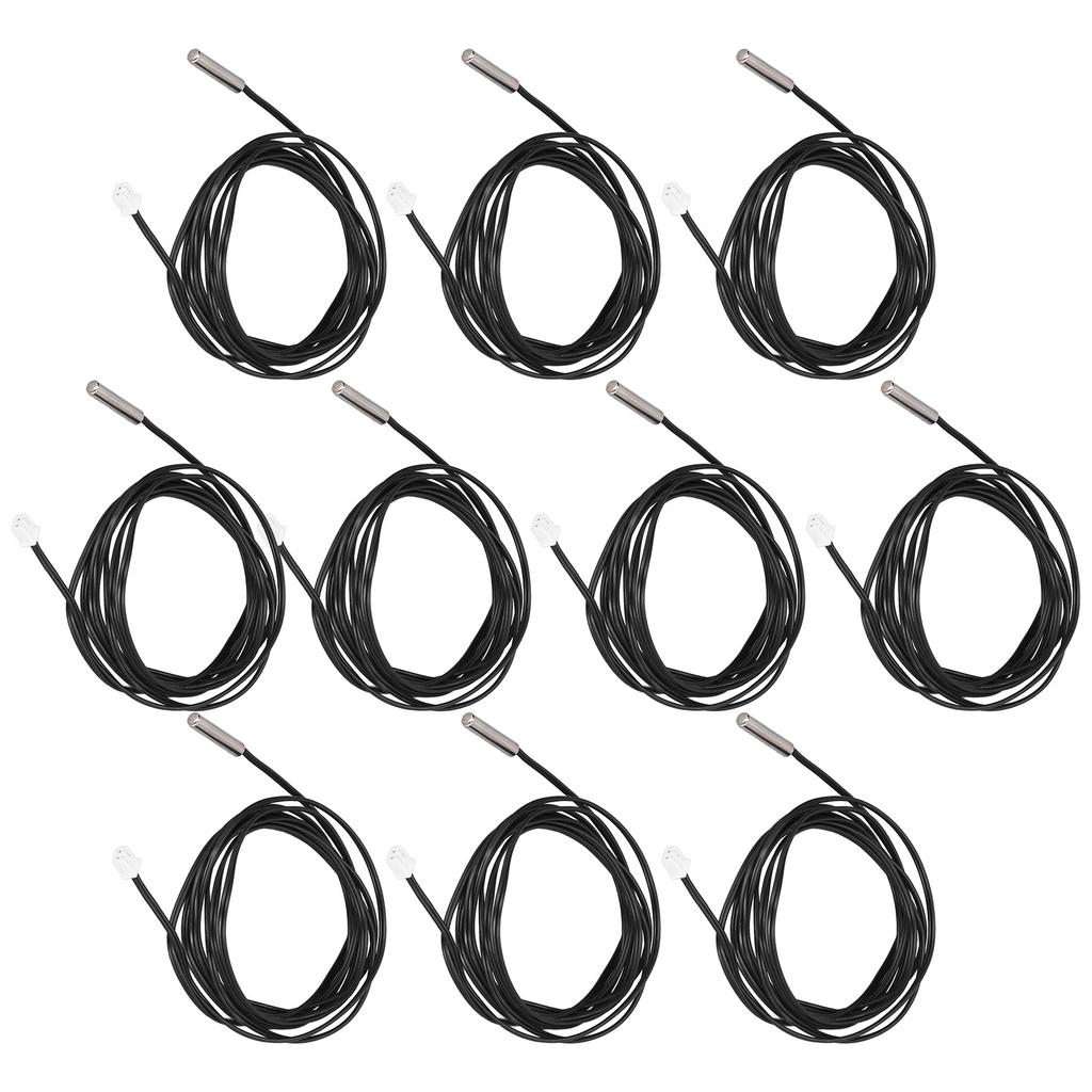 10Pcs Thermistor Sensor NTC Temp Probe 5x25mm Cylindrical Head 2 Meters Cable Length10K B3435