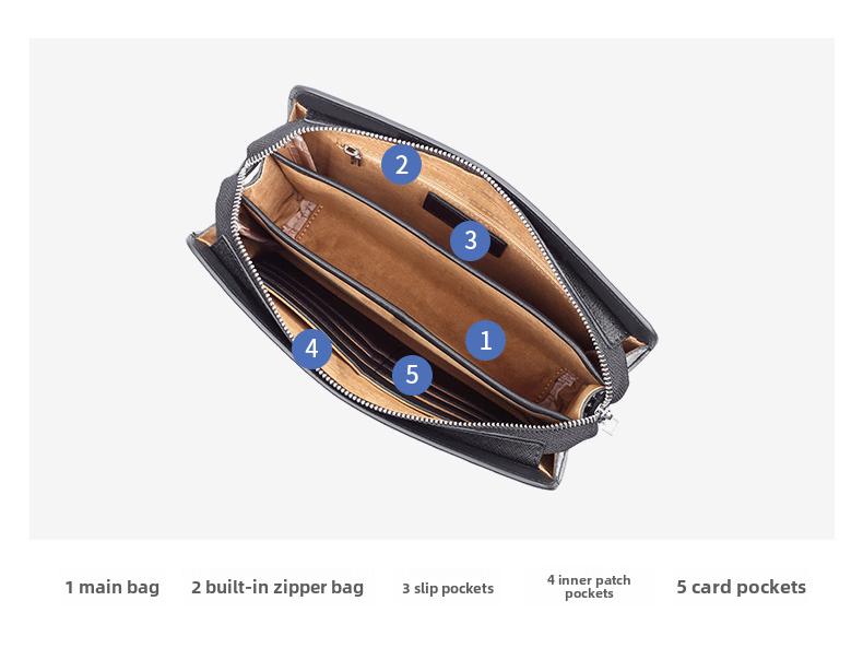 New Men's Genuine Leather Clutch with Combination Lock - High-End, Large Capacity Business Handbag