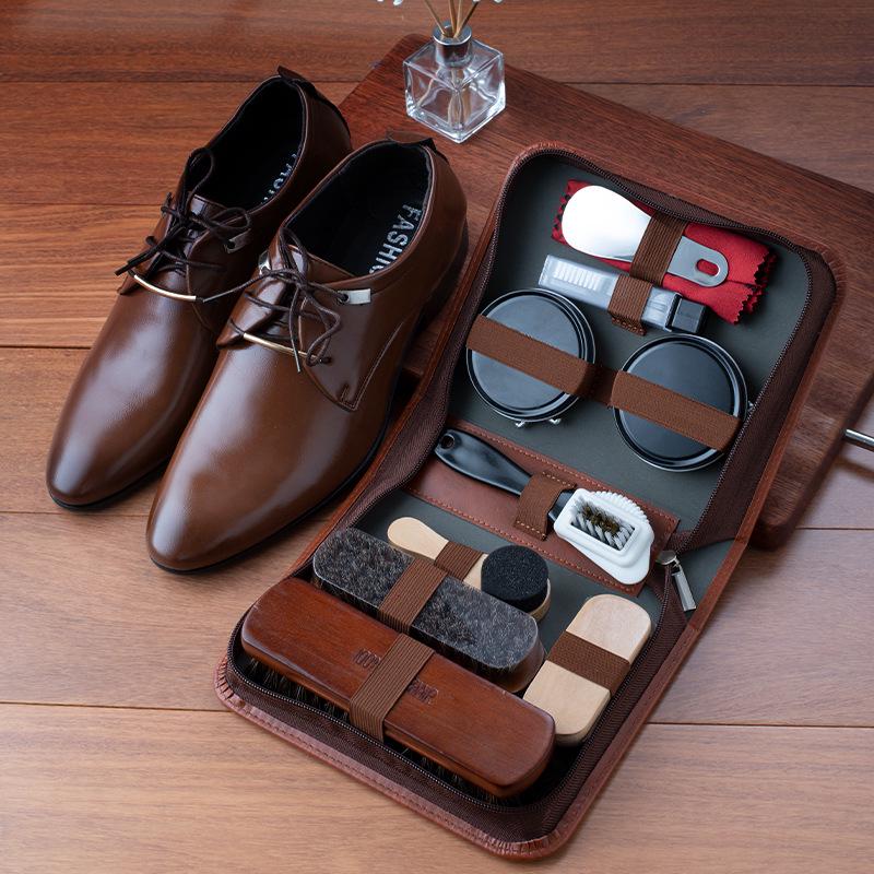 11-Piece Horsehair Shoe Polish and Leather Care Kit