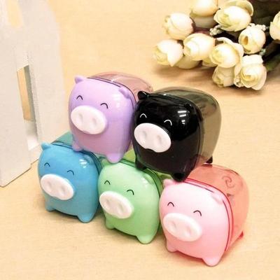 3 Peças Apontadores de Lápis Formato Animal Porquinho Fofo Favorito das Crianças Material Escolar e de Escritório Papelaria Coreana Cor Multicolor