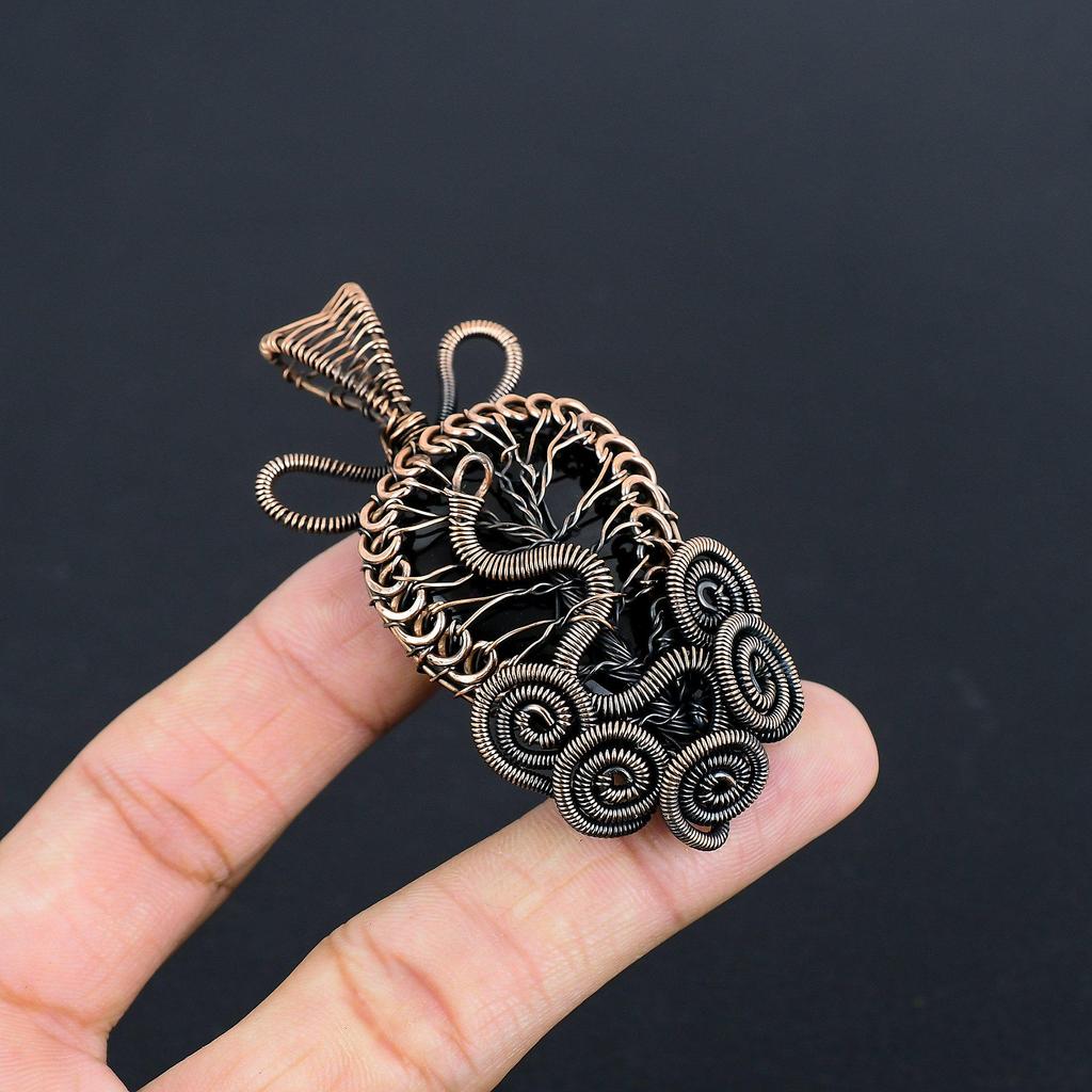 Black Onyx Jewelry,999 Copper Wire Wrapped Pendant Handmade Gemstone Jewelry, Gifts For Wife Brand New Pendant