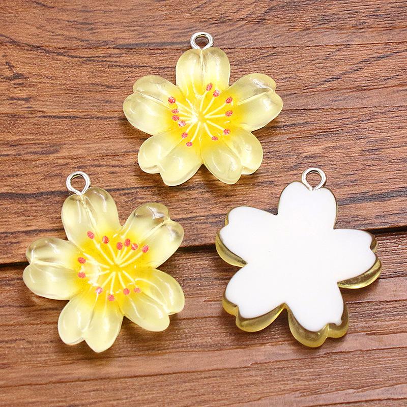 10Pcs 25X29mm DIY Resin Accessories Five-petal Flower Jewelry Accessories