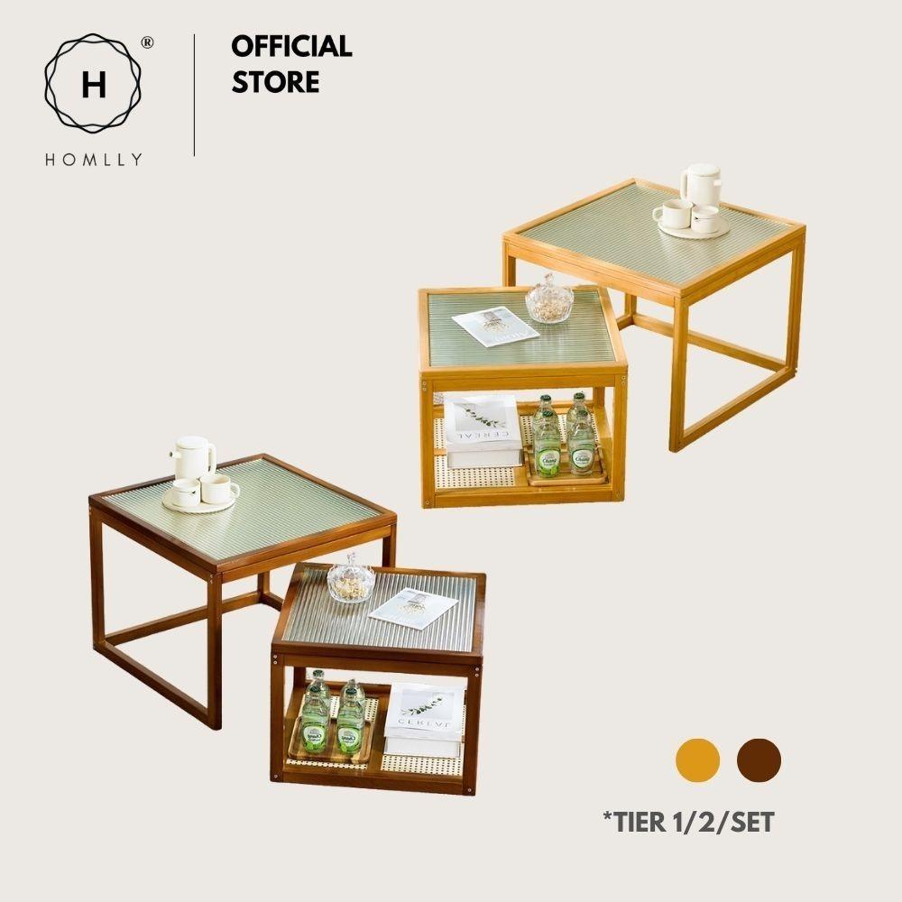 Homlly ika Nesting Living Room Coffee Side Table (Expandable)