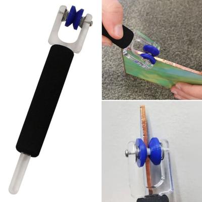 Foil Crimper Burnisher Glass Foil Burnisher with Dual Spring Roller Portable Foil Crimper Edging Polishing Tool for Glass Stainless Steel