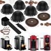 5Pcs Reusable Vertuo Pods for Nespresso Machine, Coffee Capsule with 2 Silicone Lids 1 Spoon and Bru