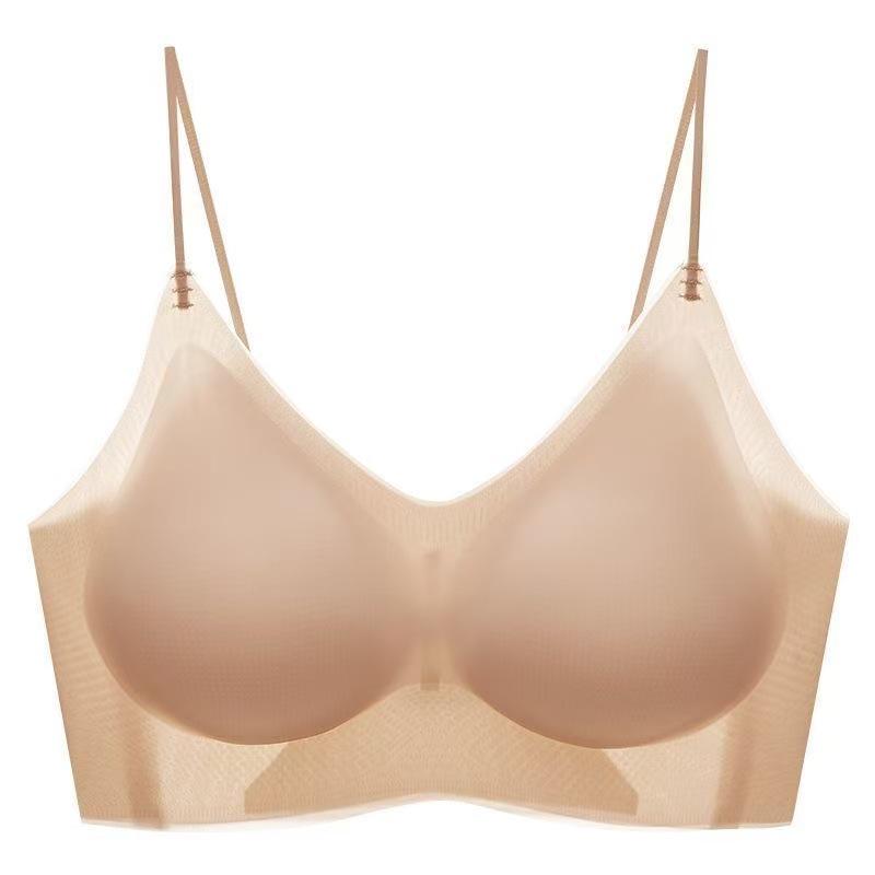 Women's Seamless Push-Up Strappy Bandeau Vest - Super Thin, Breathable Cooling Bra for Small Chests