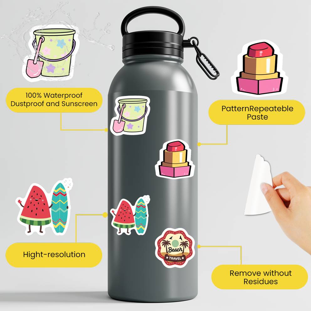 35pcs Colorful Travel Stickers Playful Nature Funny Stickers PVC Sticker For Notebook Luggage Mobile Phone Cup Guitar Laptop