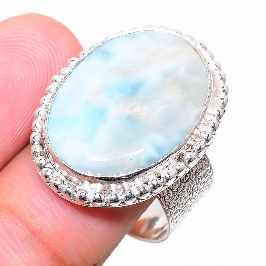 

Republc Larimar Gemstone Handmade Ethnic Jewelry Ring Size 8.5SR-3775
