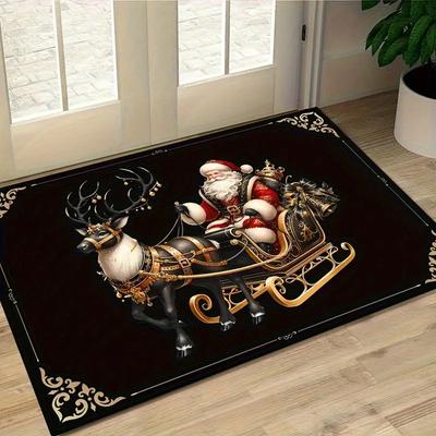 Weihnachten Weihnachtsmann Willkommensmatte Rutschfester Bodenteppich Waschbar Schlafzimmer Küche Eingang Fußmatte Polyester Heimdeko Teppich