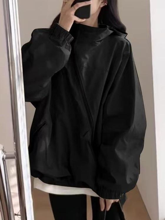 Women's 2025 Korean Style Personalized Thin Windbreaker: Loose Hooded Mountaineering Jacket