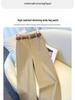 2025 Khaki High-Waisted Wide-Leg Pants for Women - Spring/Autumn Casual, Slimming, Versatile, Straight-Leg Design