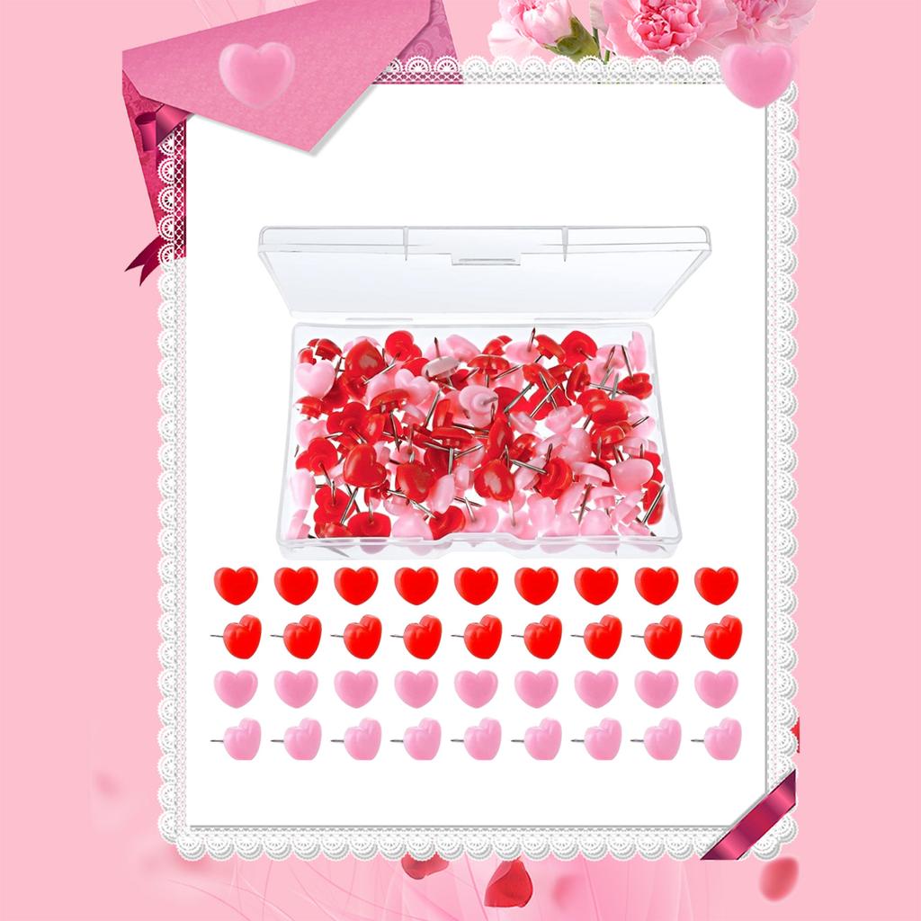 100 ks Mapové špendlíky ve tvaru srdce Srdíčkové špendlíky Dekorativní špendlíky Praktické mapové špendlíky Špendlíky na plakáty pro mapy světa Korkové tabule