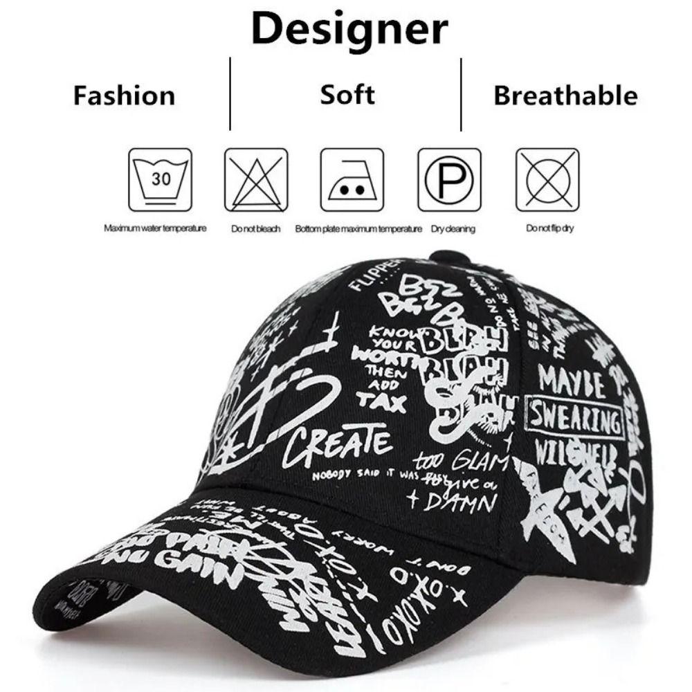 Hip Hop Personality Baseball Hat Printing Graffiti Hip Hop Baseball Cap  Summer