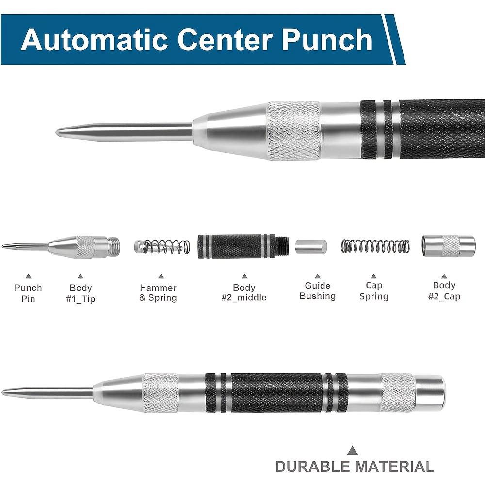 1/5pcs Heavy Duty Automatic Center Punch,Adjustable Spring Impact Hole Marker Scriber for Metal, Plastic, Wood - Precision Tool