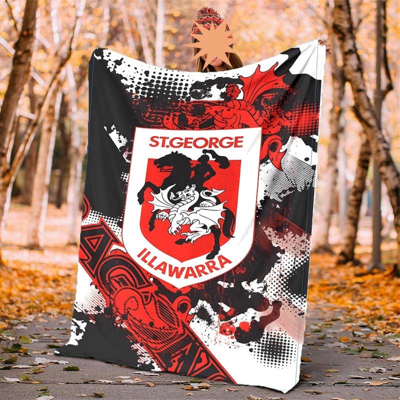 St George Illawarra Flannel Blanket Soft Warm All-Season Throw, Design for Camping, Car Travel, Hiking Sofa, Bed, Office Perfect Gift for Parties