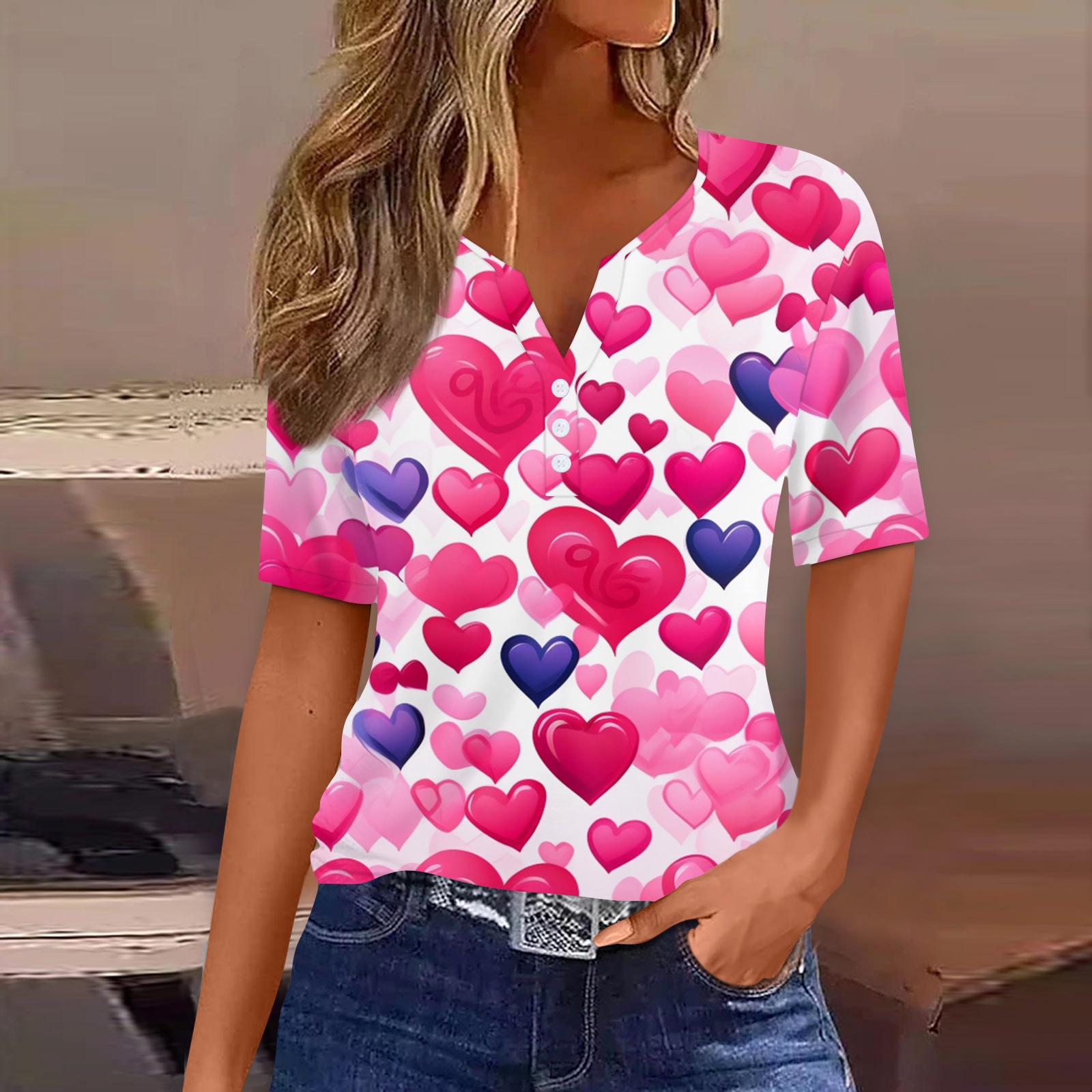 

Women s T Shirt Tee Print Button Short Sleeve Daily Weekend Fashion Basic V- Neck Regular Top St. Patrick s Day S