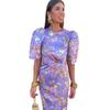 New summer bubble sleeve slim dress European and American fashion pleated dress