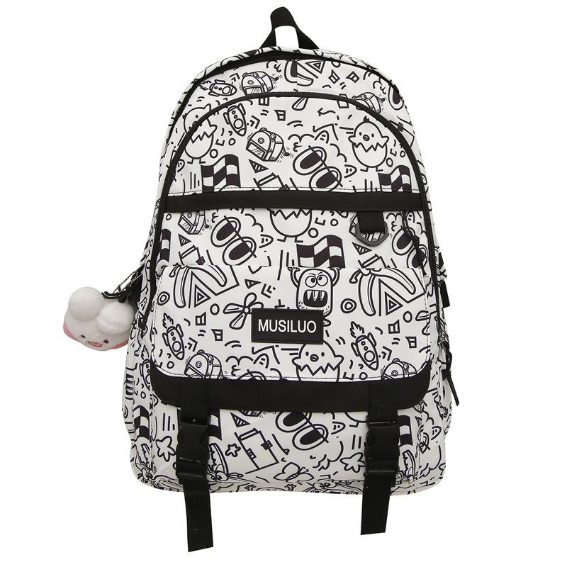 School Bag Personalized Graffiti School Bag Female Backpack Harajuku Cute Backpack Large Capacity Female College Student Class Backpack