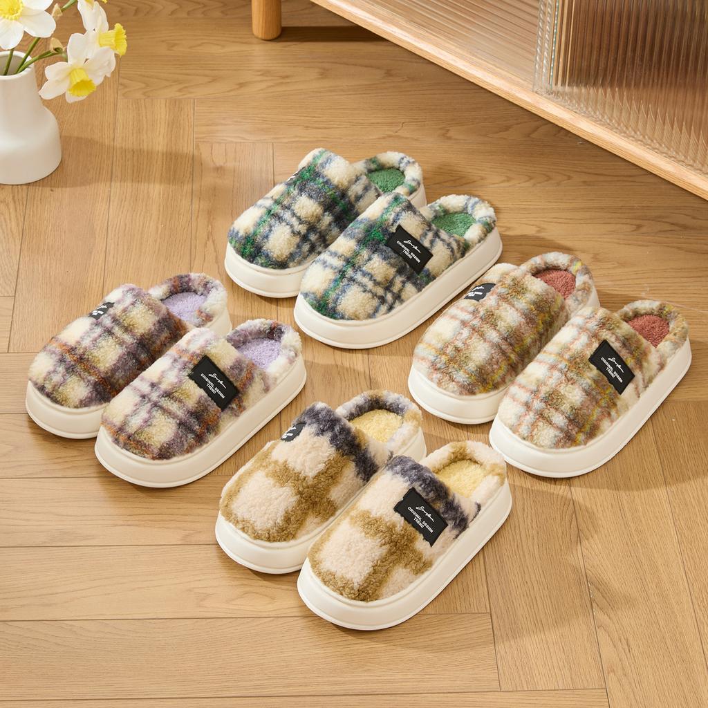 Winter Women Home Slippers Plush Warm Thick Bottom Slides Breathable Soft Non-slip Slippers Indoor Outdoor Men Casual Slippers