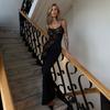 2026 Spring Elegant Lace Low-cut Sexy See-through Spaghetti Strap Dress for Women