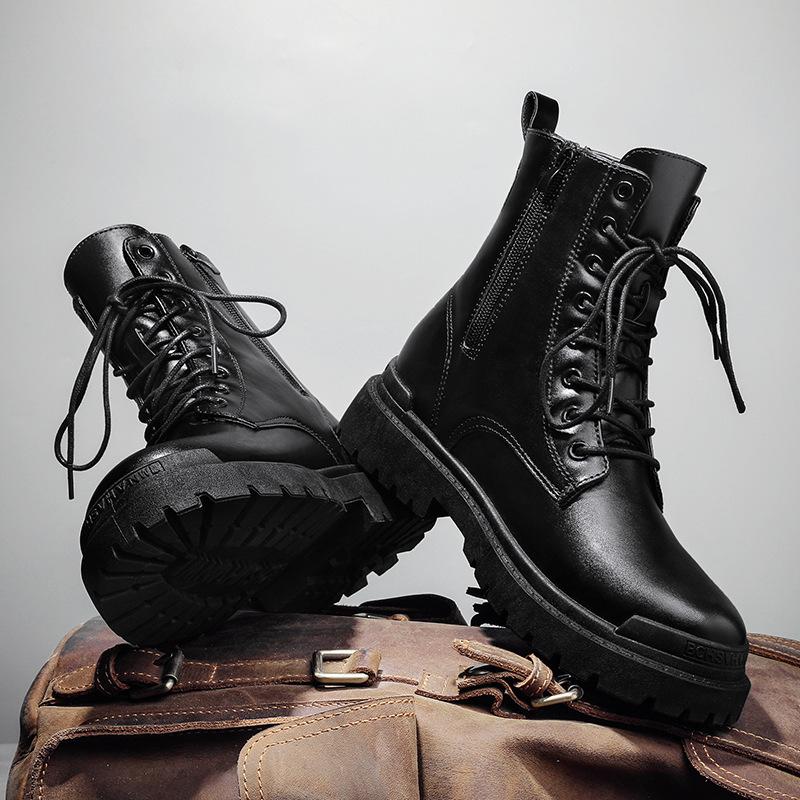 2 New Autumn Waterproof Heightening Martin Boots Thick-soled High-top Fashionable and Versatile