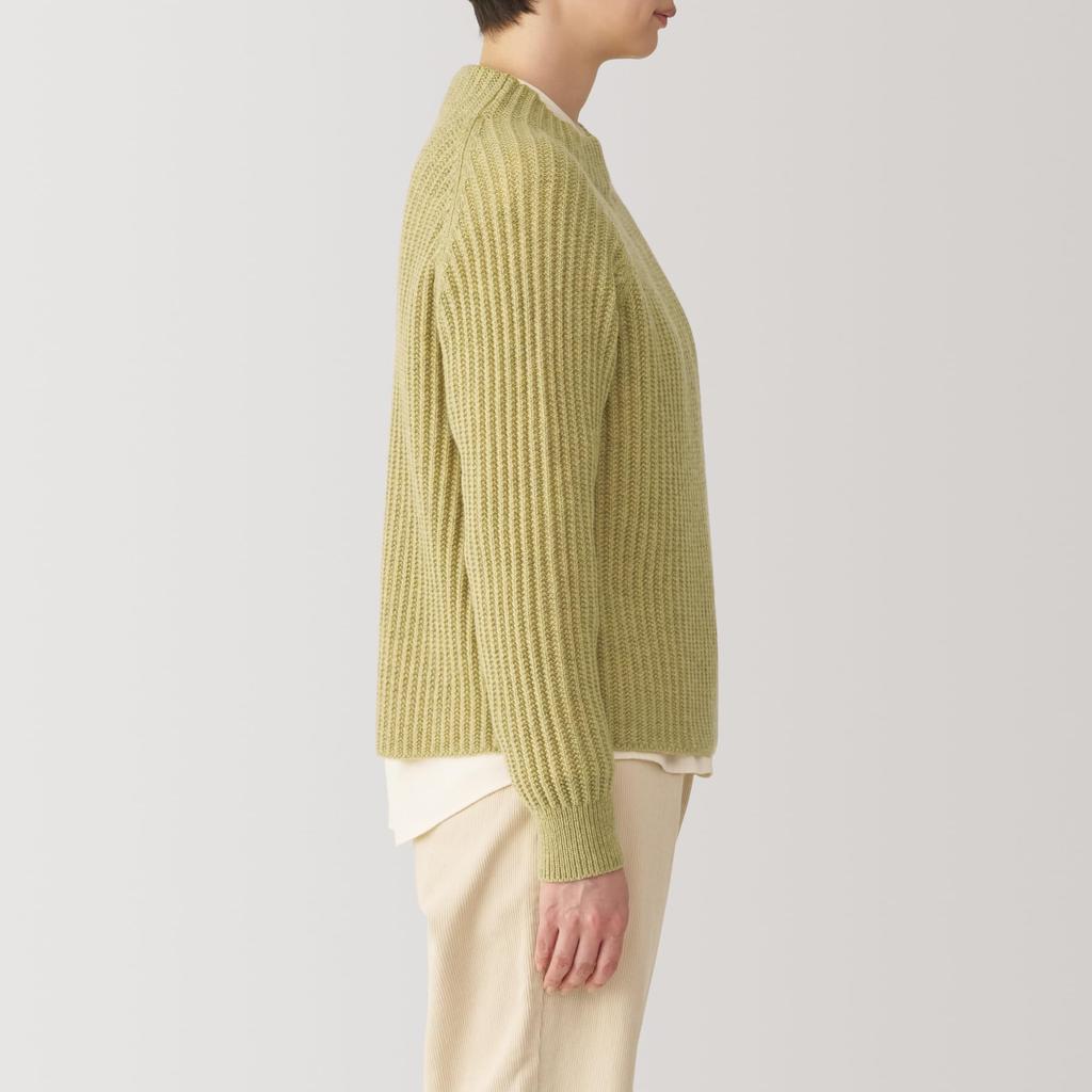 MUJI Andes Wool Mock Neck Light Size BA1P6A4A Women's Sweater, Yellow, L,