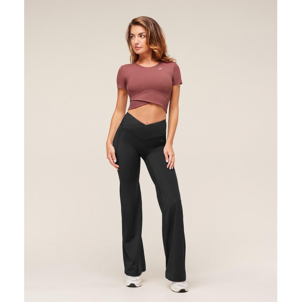 Gymshark Crossover Midi Top With Shelf Burgundy Brown B4c3e Rbqv