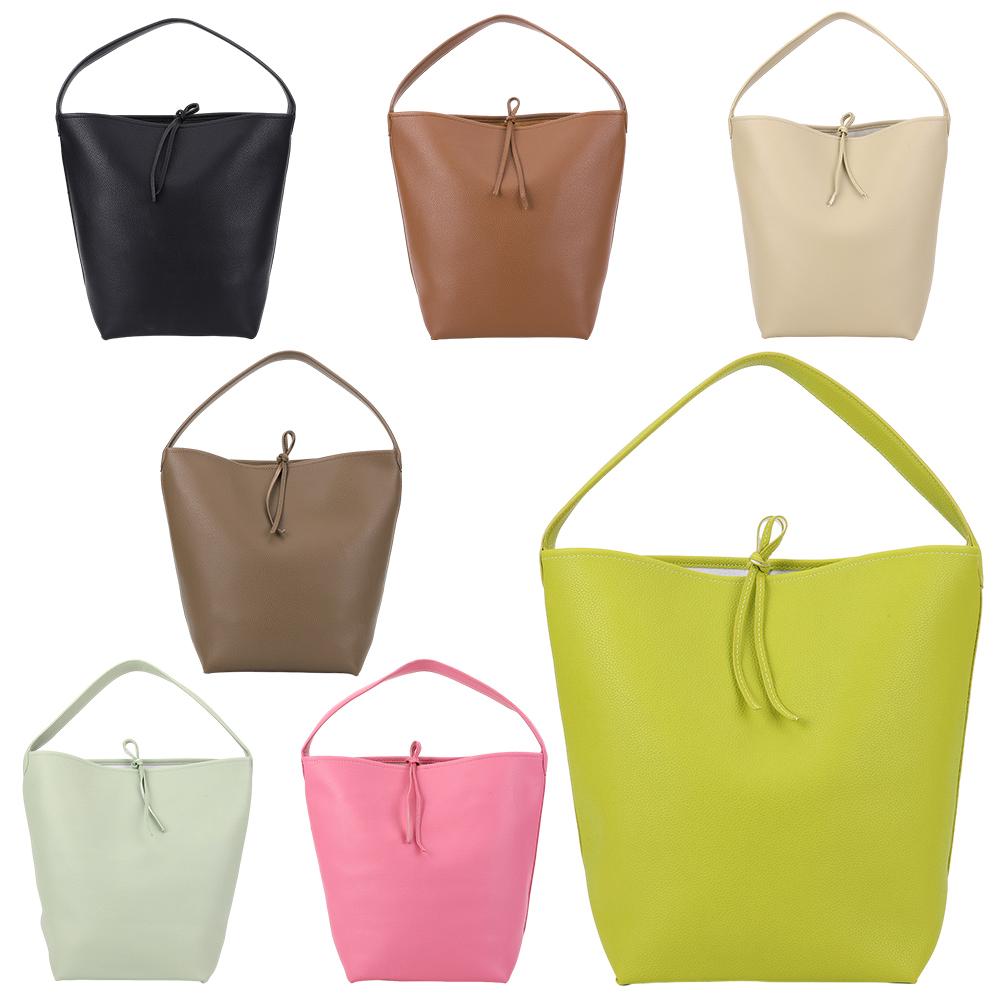 

Винтажная женская сумка-ведро, универсальная сумка-шопер из искусственной кожи, большая вместительная сумка на плечо с клатчем, однотонные продуктовые сумки в стиле ретро
