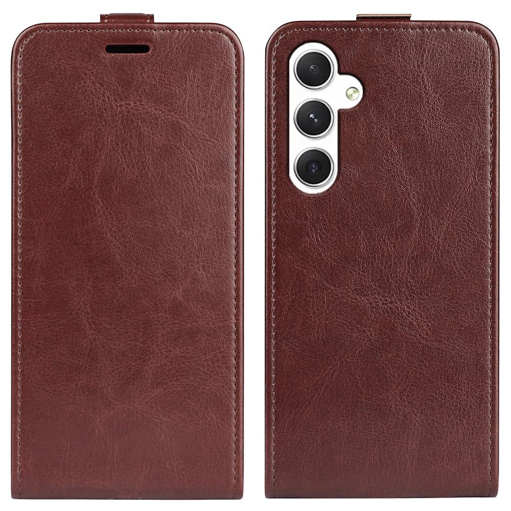 

For Samsung Galaxy S24 Case Vertical Flip Leather Card Slot Phone Cover Brown
