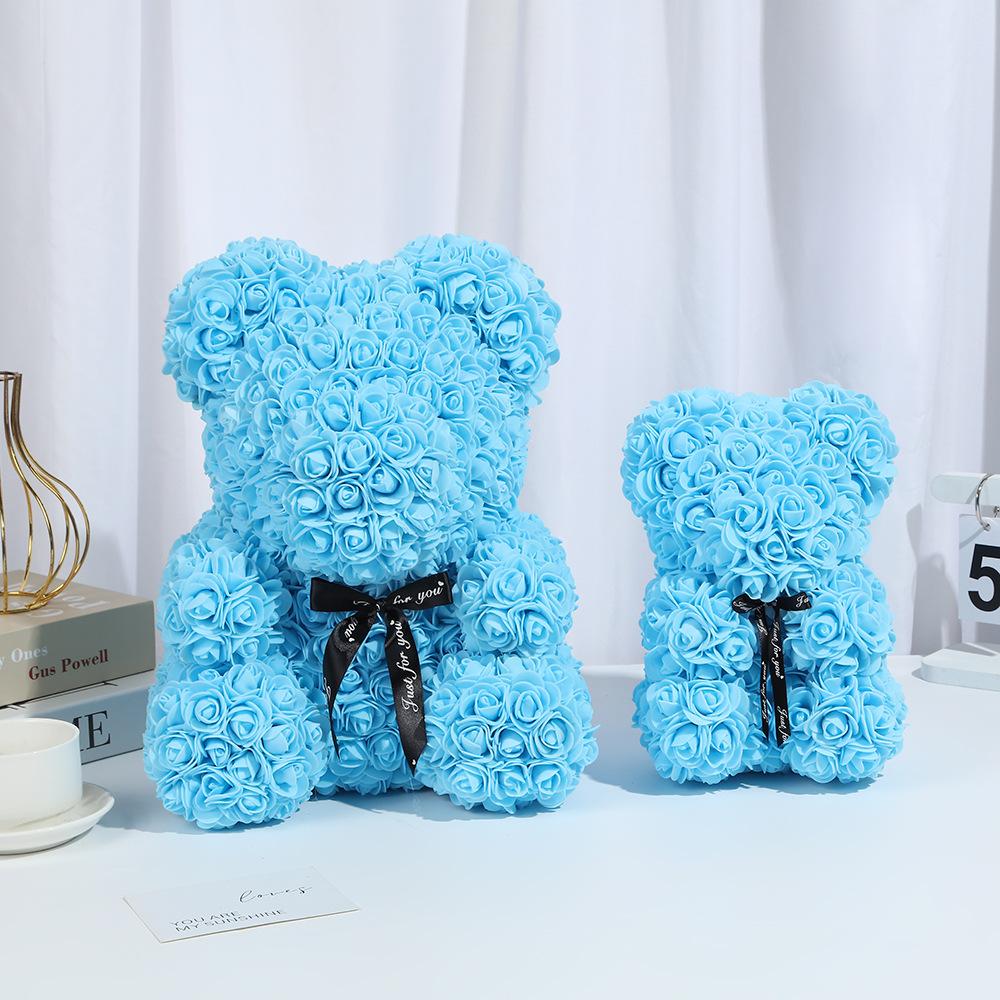 

1 шт. Искусственный цветок 40 см плюшевый медведь из роз Подруга Юбилей Рождество День святого Валентина Подарок Подарок на день рождения Украшения для вечеринки 25cm синий