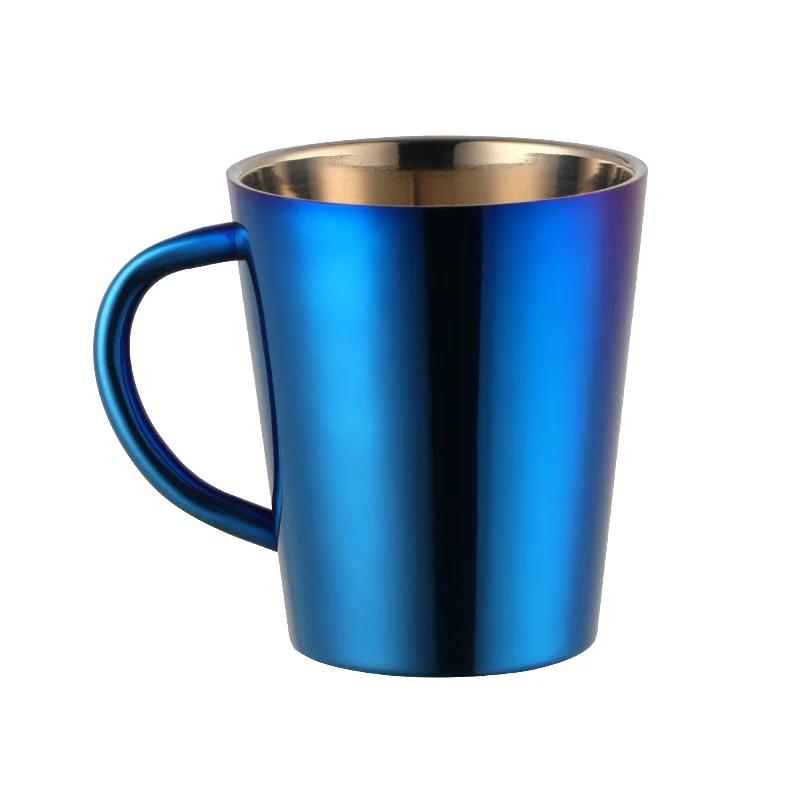 300ml Gold Beer Cups Stainless Steel Water Cup Double Layer Milk Cup Metal Coffee Mug Tableware Kitchen Drinking Serving Tools