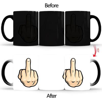 Tazza divertente con dito medio che cambia colore, Tazze in ceramica che cambiano colore per caffè, tè, latte, Tazza che cambia colore, Regali novità BSKT-108