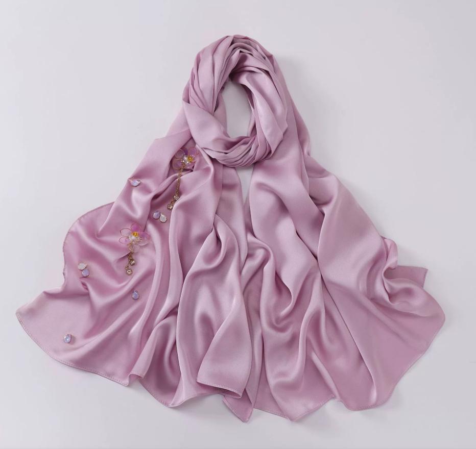 

Модний Хіджаб з Діамантами Квіти Мусульманський Шарф Шалі Однотонний Головний Убір Обгортки Рамадан Ід Хіджаби Пов язка на Голову Тюрбан