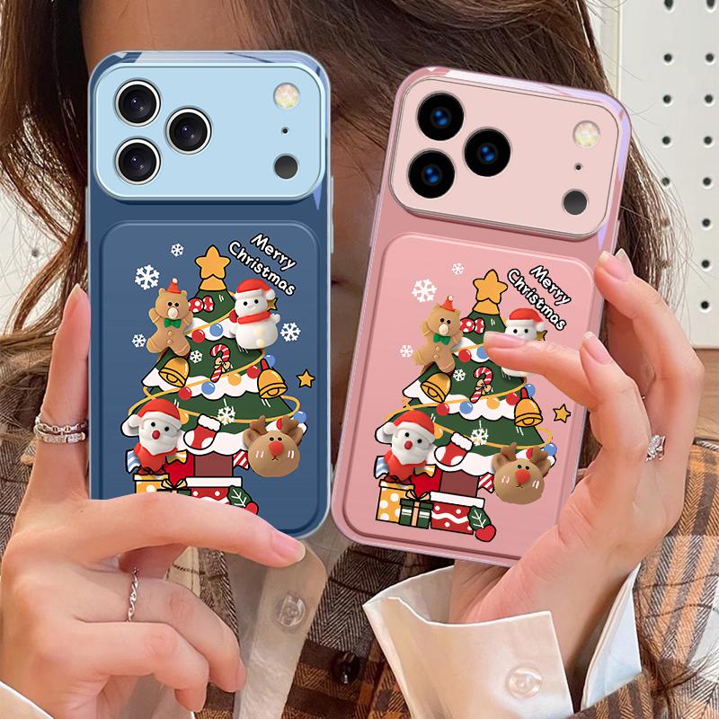 Cartoon-Weihnachtsbaum Für iPhone 17 Air 16 E 15 14 13 Plus 12 mini 11 17 Pro Max XR Xs Max 16E 7 8 Gehärtetes Glas Handyhülle