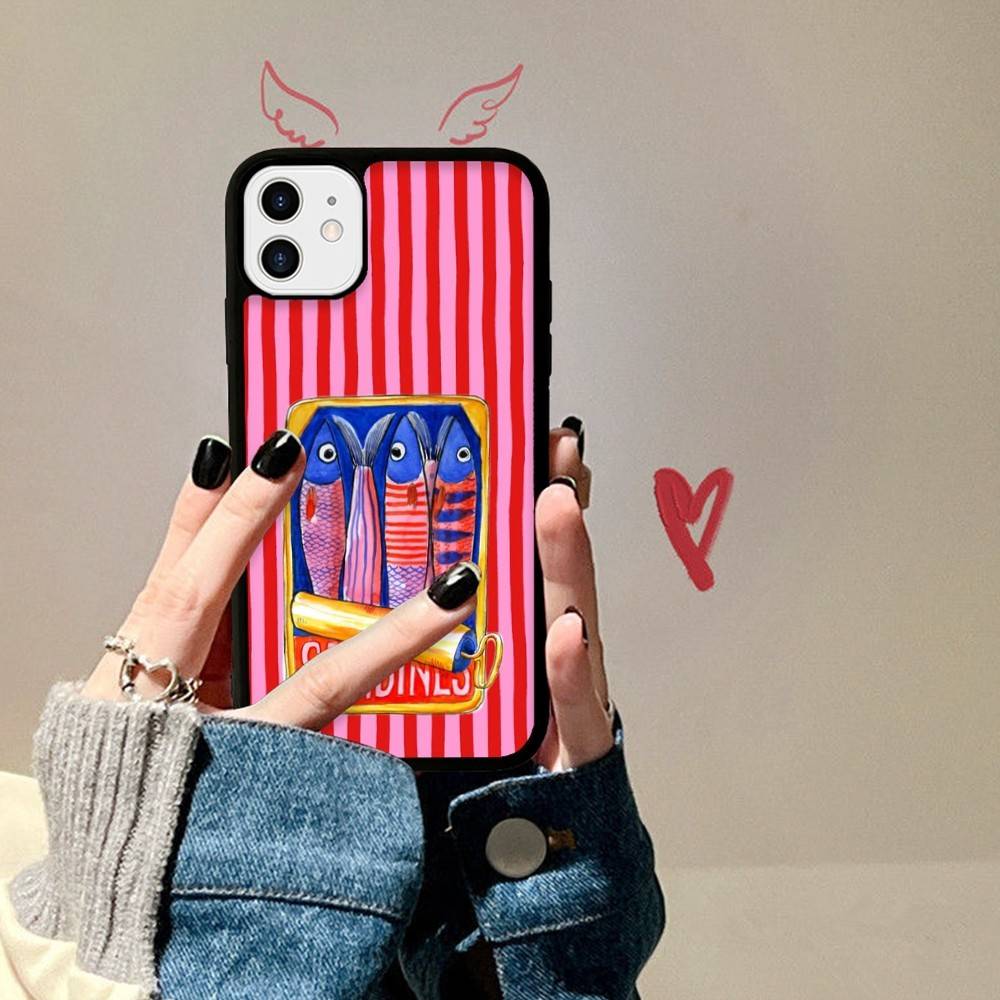 

Sardines Fish Art Phone Case For Iphone 16 15 14 13 12 11 Pro Max Plus Shockproof TPU+PC Hard Case iPhone 11 pro