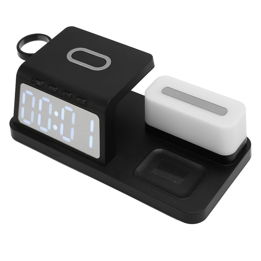Multifunctional Alarm Clock Wireless with Night Light Calendar for Phone Watch Earphone