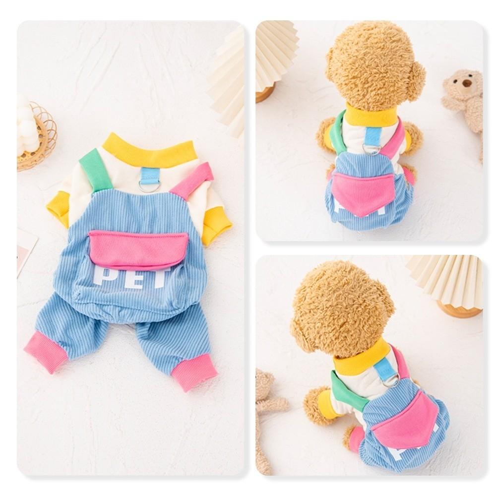 Fashion Warm Dog Overalls Soft Comfortable Dog Harness Clothing Macaron Color Four Legged Puppy Sweatshirt Autumn Winter