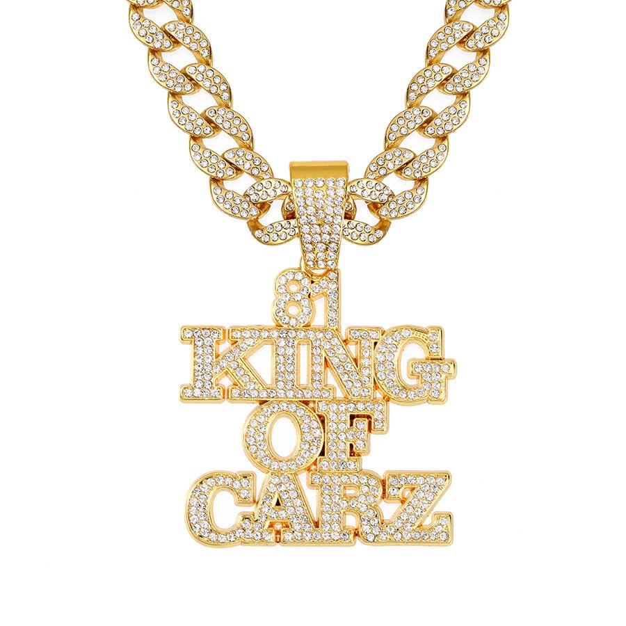 New Three-dimensional Full Diamond Letter Pendant Necklace, Domineering and Exaggerated Hip-hop Street Dance Cuban Necklace