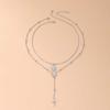 Rhinestone Metal Stacked Necklace Y2K Zinc Zinc Alloy Neck Pendant Beads Stacked Collarbone Chain  Women