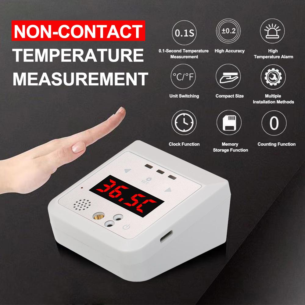 2-in-1 Automatic Digital Thermometer Non-Contact Infrared Temperature Measurement + Time Display