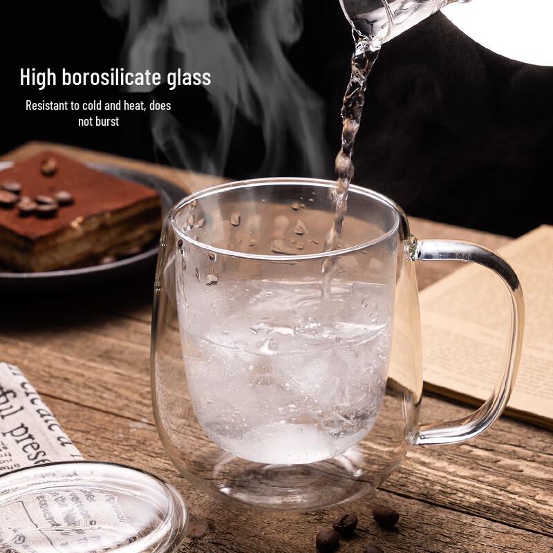 Doppelwandige Borosilikatglas-Tasse mit Henkel für den Heimgebrauch